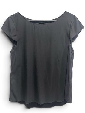 Alice + Olivia Black Silk Stretch Cap Sleeve Minimalist Blouse S